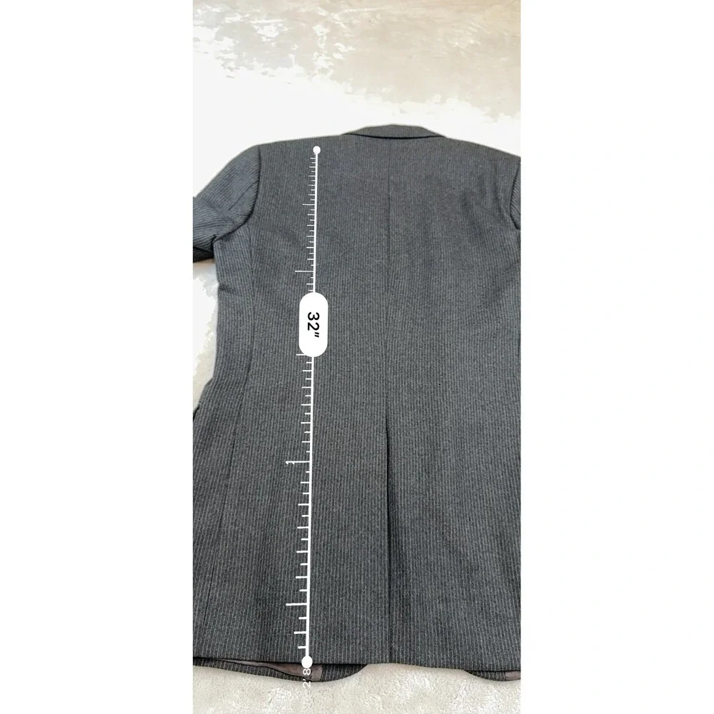 Yves Saint‎ Laurent Mens Pinstripe Wool Blazer Charcoal Grey Vintage Sport Coat